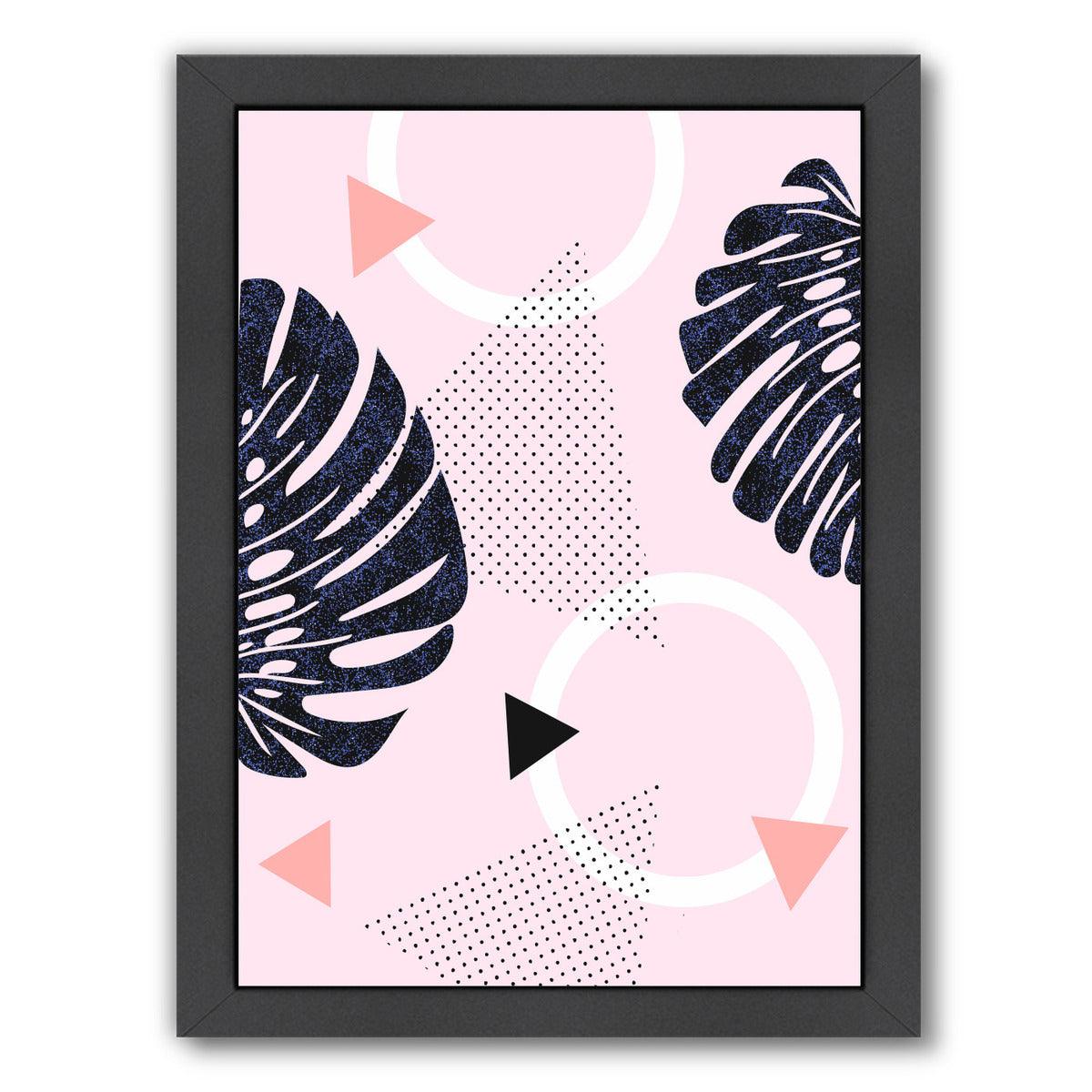 Shiny Monsteras On Pink by Emanuela Carratoni Framed Print - Americanflat