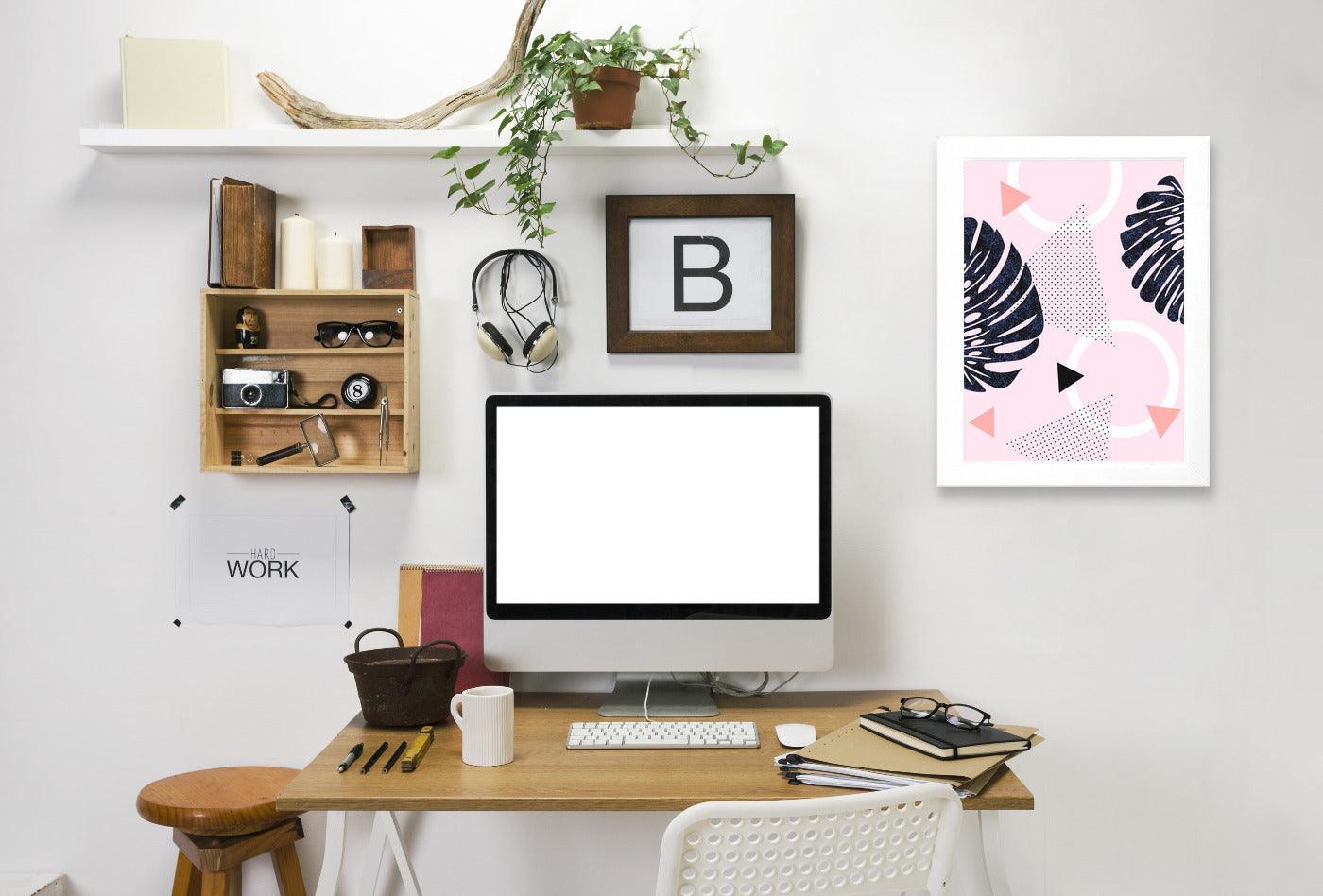 Shiny Monsteras On Pink by Emanuela Carratoni Framed Print - Americanflat