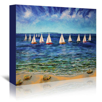 Sails Near And Far by Sandra Francis Wrapped Canvas - Wrapped Canvas - Americanflat