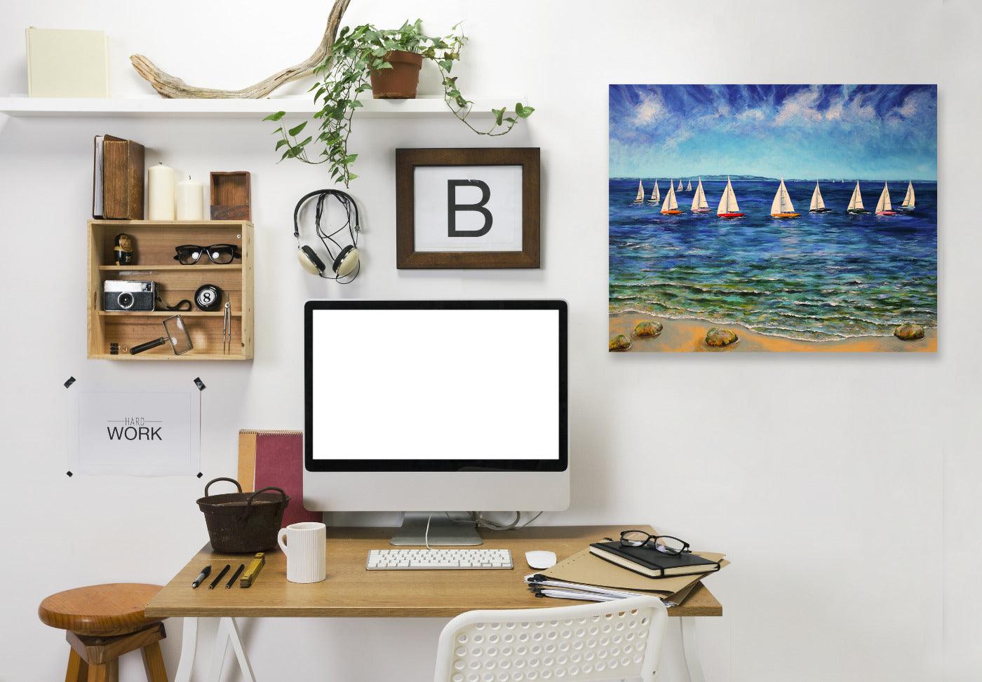 Sails Near And Far by Sandra Francis Wrapped Canvas - Wrapped Canvas - Americanflat