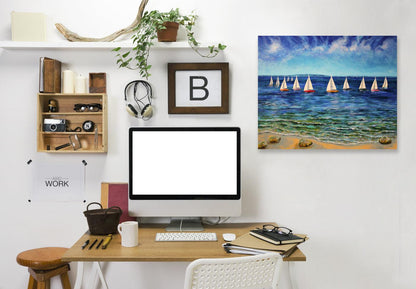 Sails Near And Far by Sandra Francis Wrapped Canvas - Wrapped Canvas - Americanflat