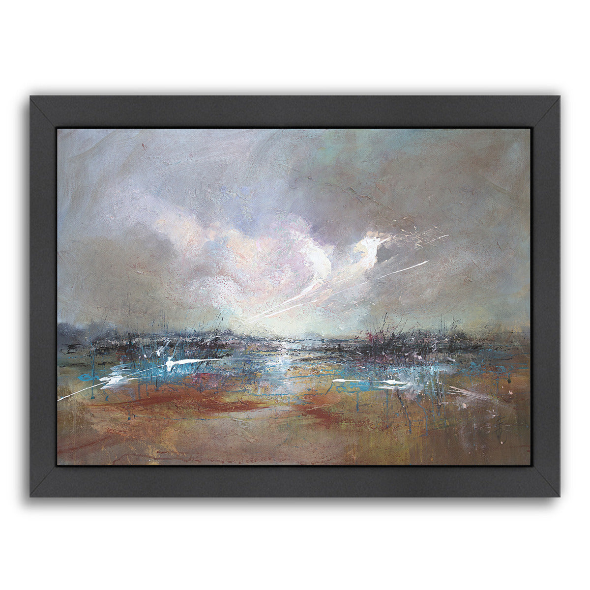 Clouds Above River  2 by Anne Farrall Doyle Framed Print - Americanflat