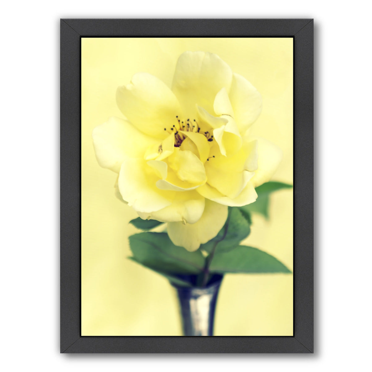 Yellow Rose In Vase by Mirja Paljakka Framed Print - Americanflat