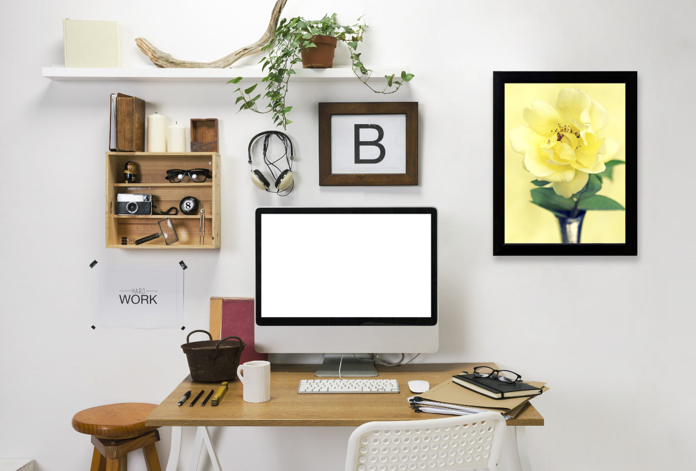 Yellow Rose In Vase by Mirja Paljakka Framed Print - Americanflat