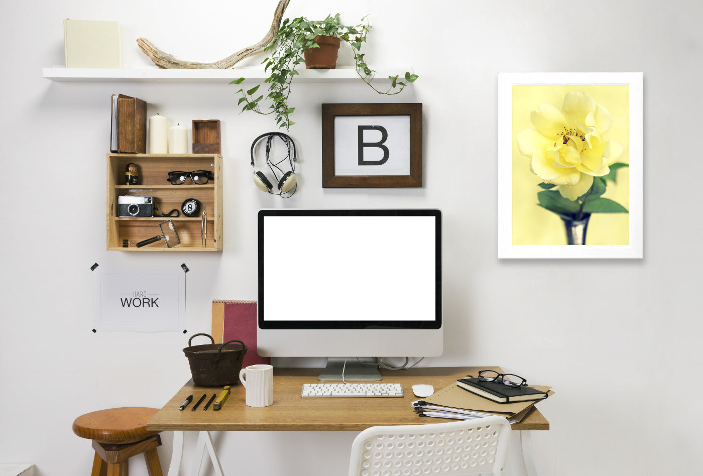 Yellow Rose In Vase by Mirja Paljakka Framed Print - Americanflat