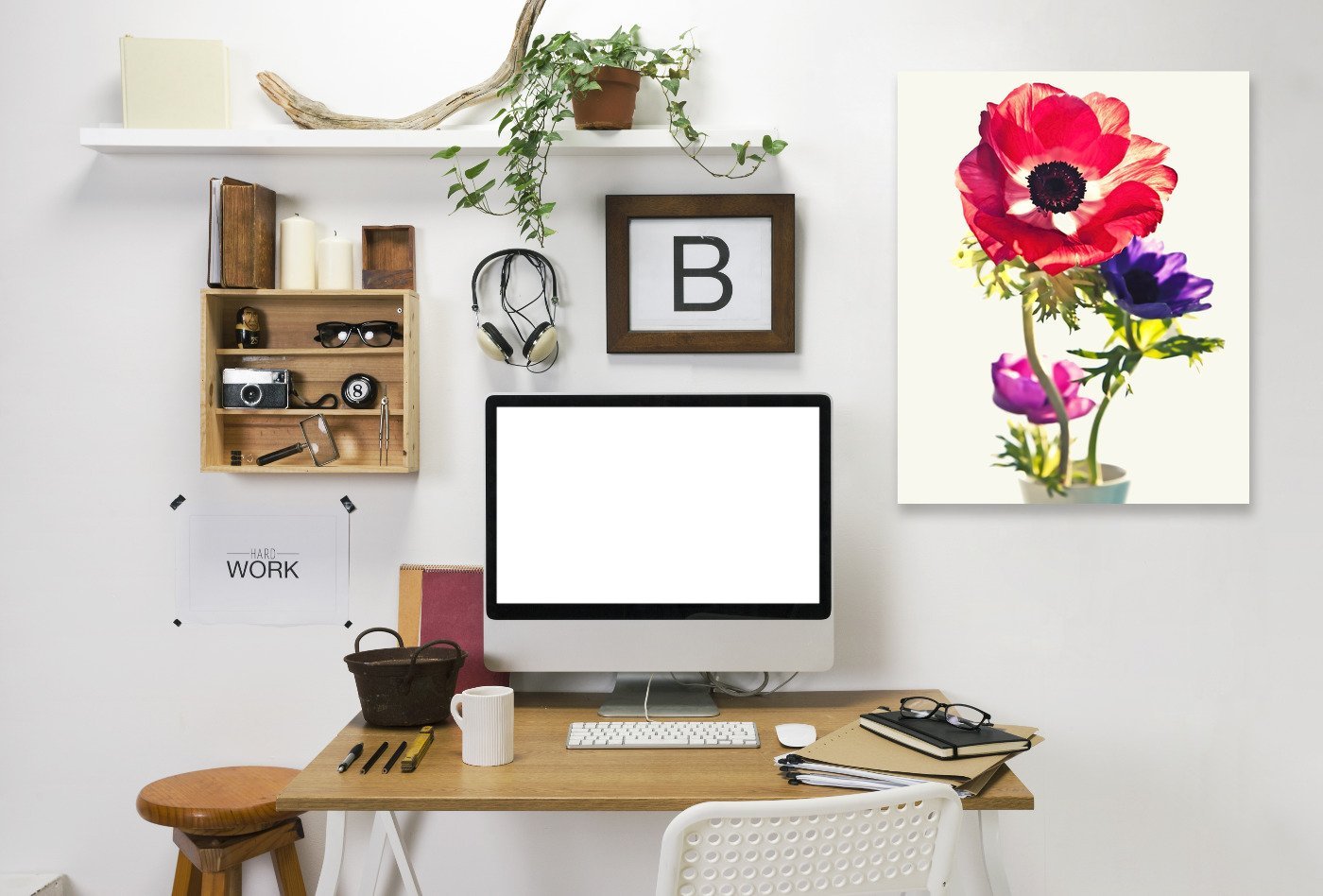Anemones In Vase Bright Light by Mirja Paljakka Wrapped Canvas - Wrapped Canvas - Americanflat