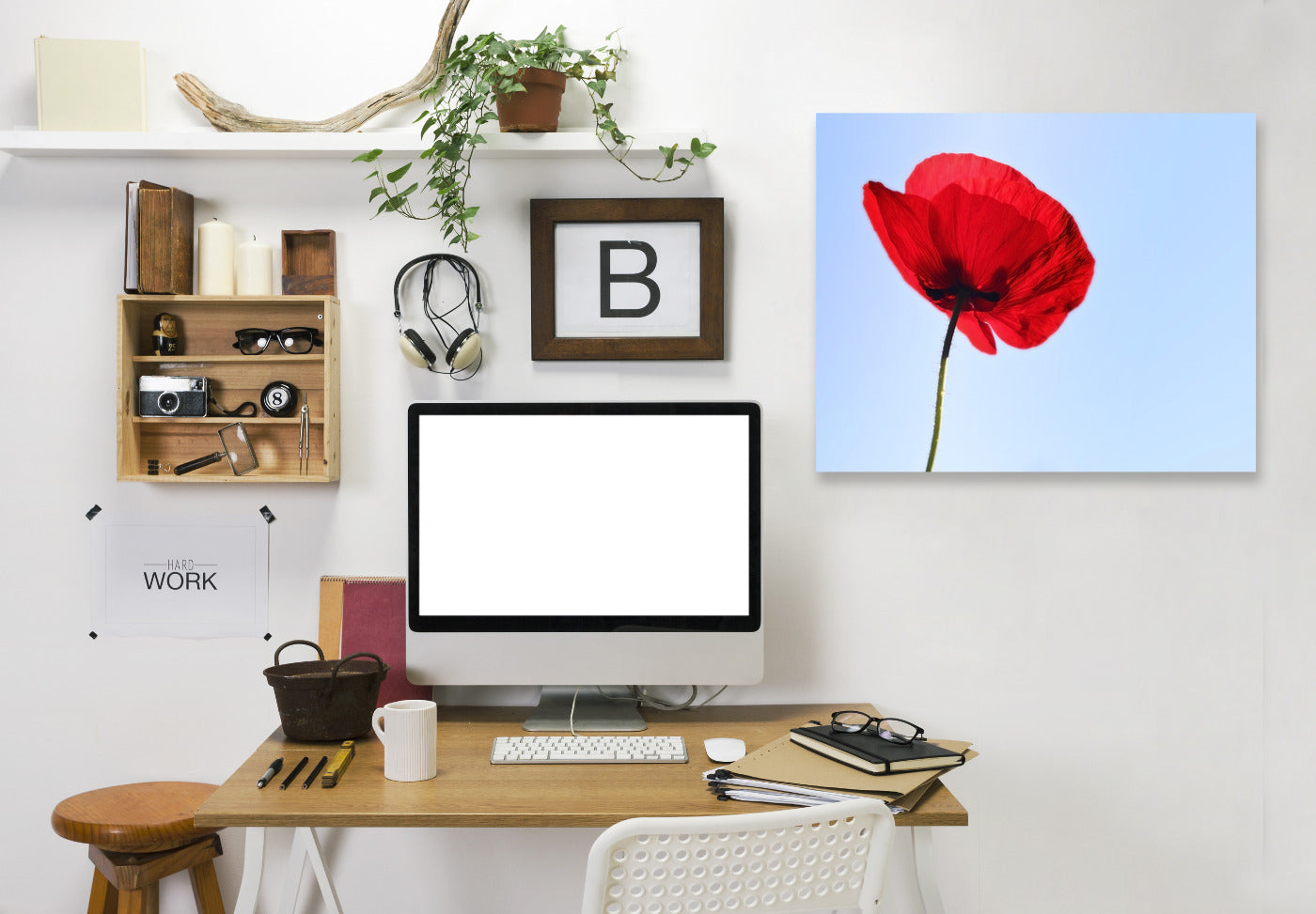 Red Poppy Blue Sky by Mirja Paljakka Wrapped Canvas - Wrapped Canvas - Americanflat