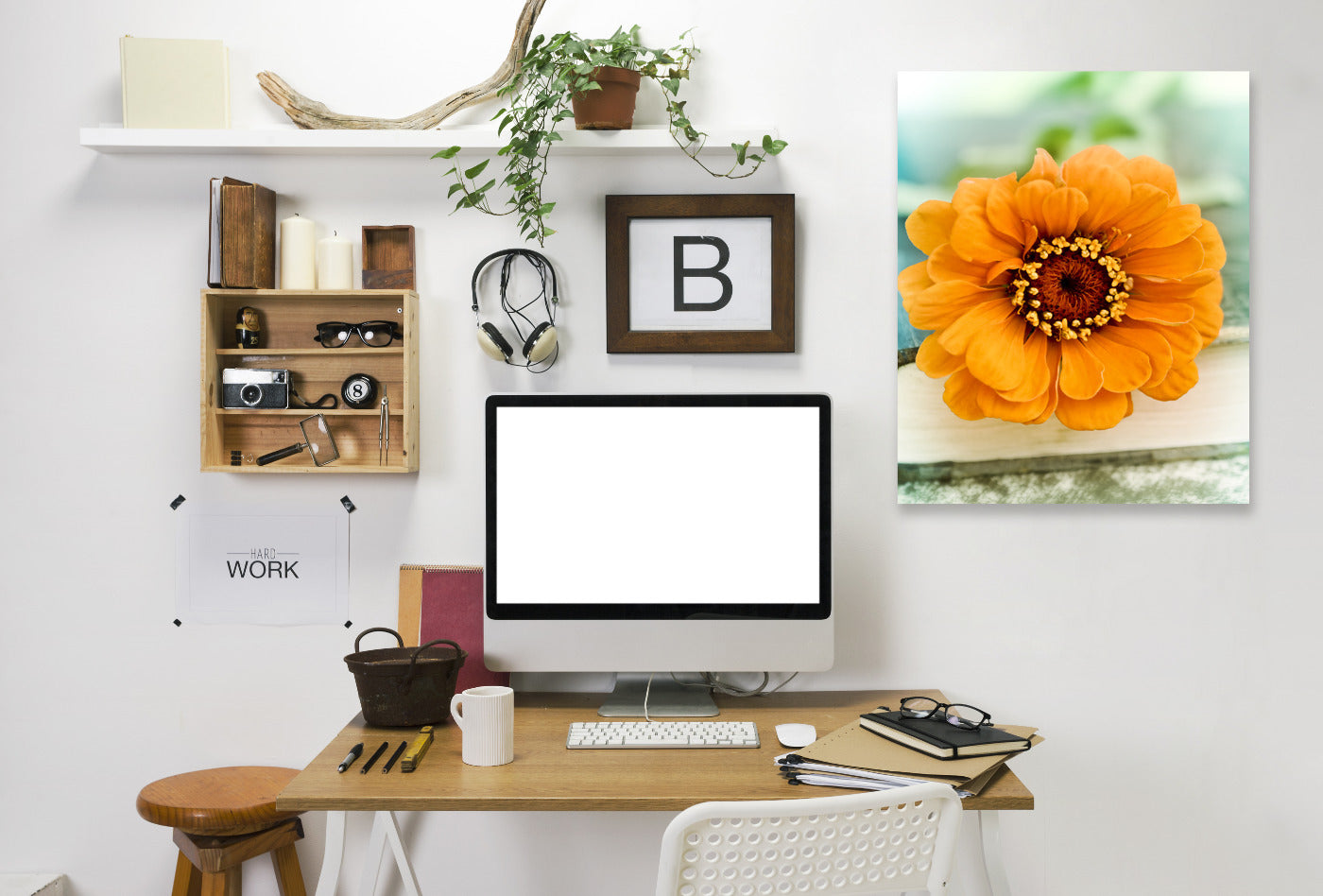 Orange Zinnia On Book by Mirja Paljakka Wrapped Canvas - Wrapped Canvas - Americanflat