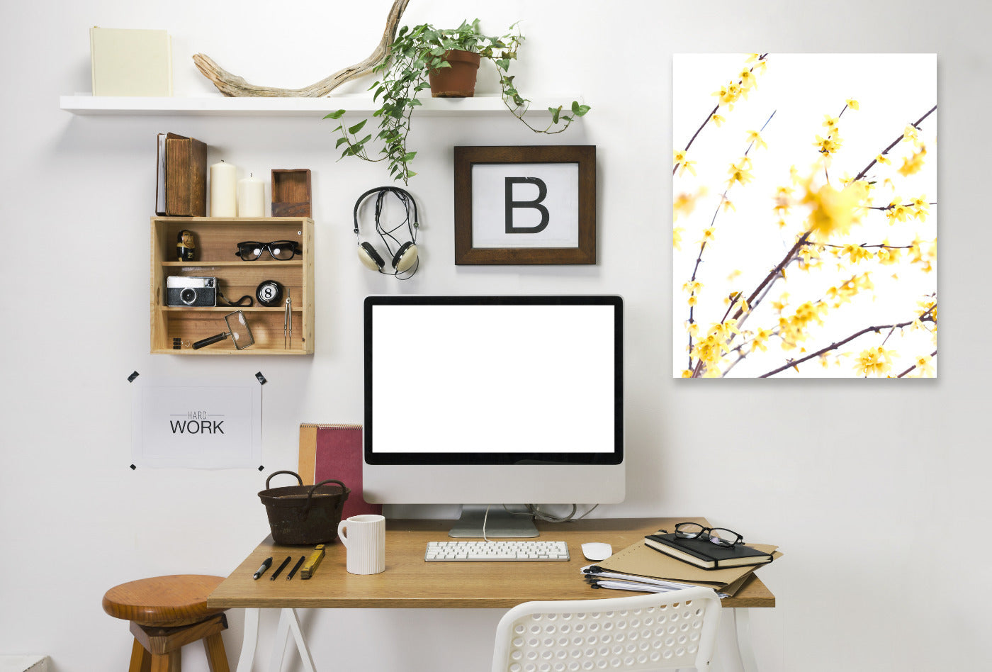 Forsythia Branches by Mirja Paljakka Wrapped Canvas - Wrapped Canvas - Americanflat