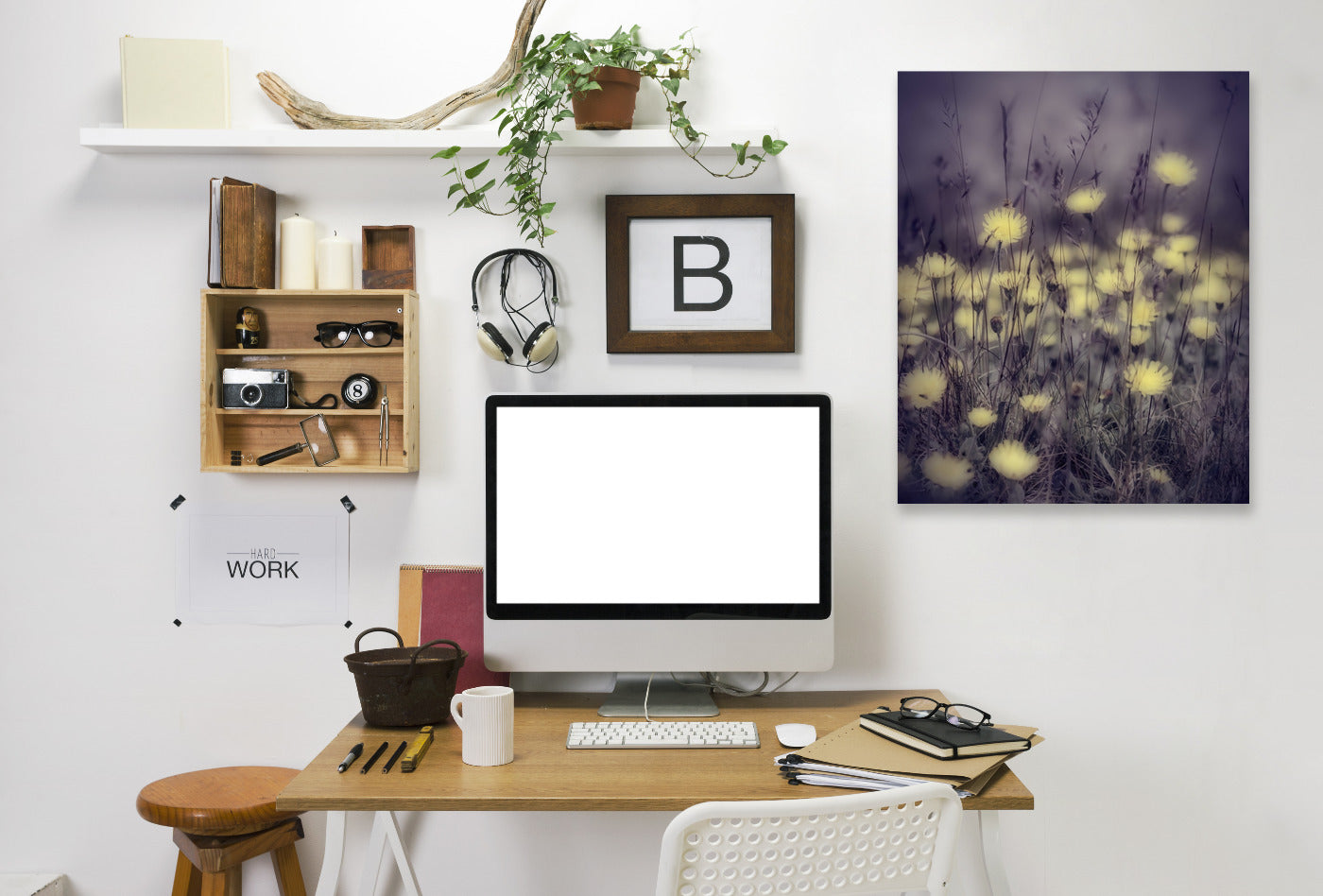Yellow floral meadow Mood by Mirja Paljakka Wrapped Canvas - Wrapped Canvas - Americanflat