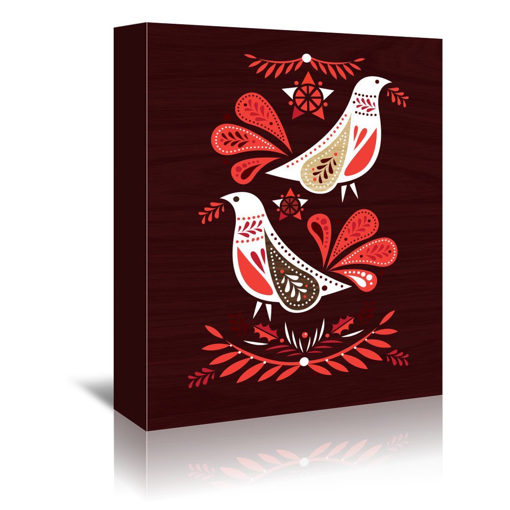 Christmas Redwood Birds by Amanda Shufflebotham Wrapped Canvas - Wrapped Canvas - Americanflat