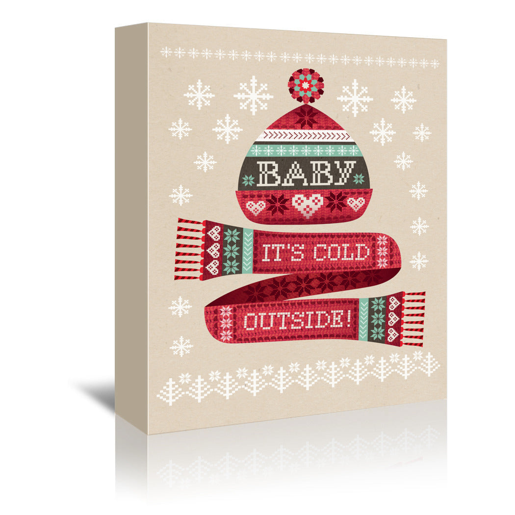 Christmas Hat And Scarf by Amanda Shufflebotham Wrapped Canvas - Wrapped Canvas - Americanflat