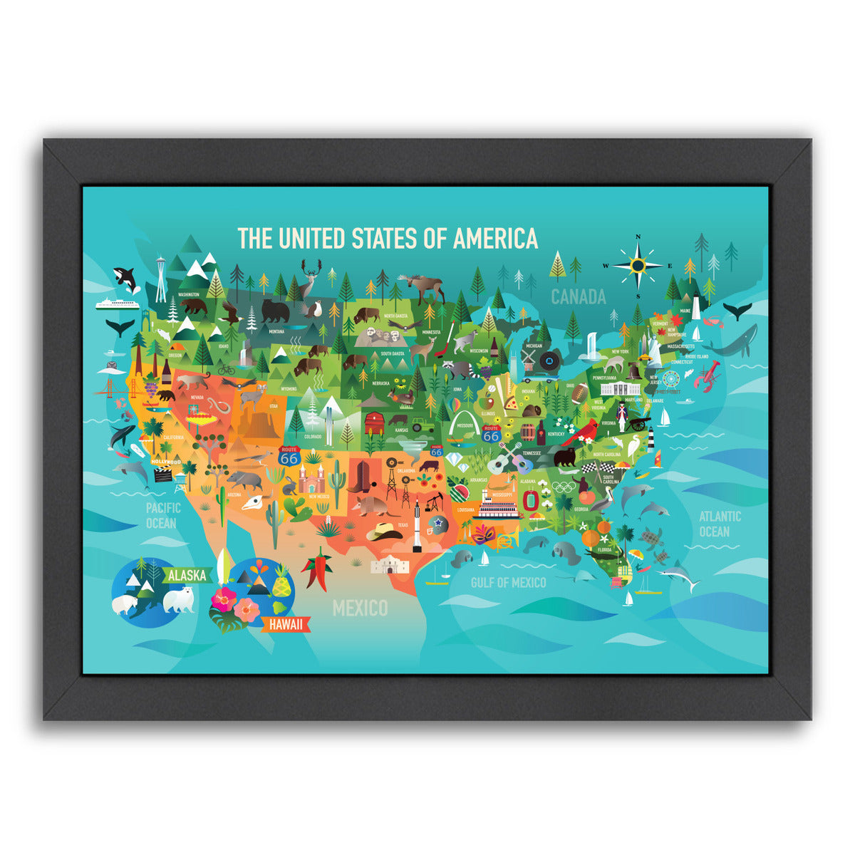 Usa Map Copy by Amanda Shufflebotham Framed Print - Americanflat