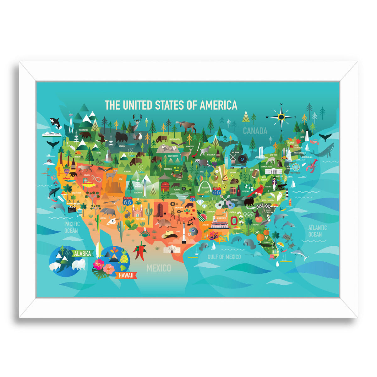 Usa Map Copy by Amanda Shufflebotham Framed Print - Americanflat