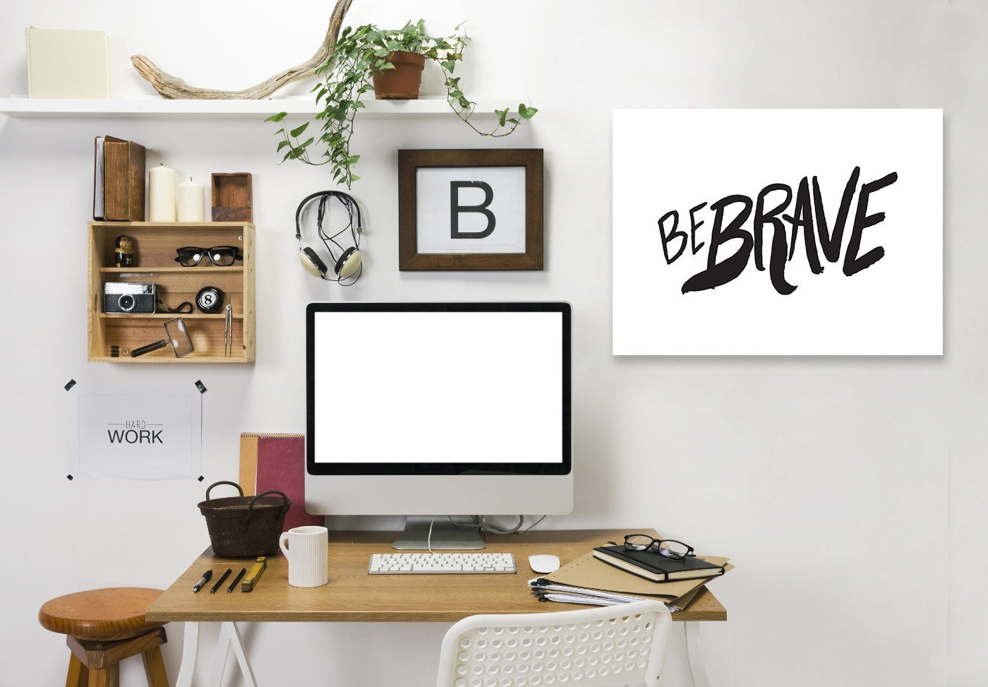 Be Brave Lettering by Leah Flores Wrapped Canvas - Wrapped Canvas - Americanflat