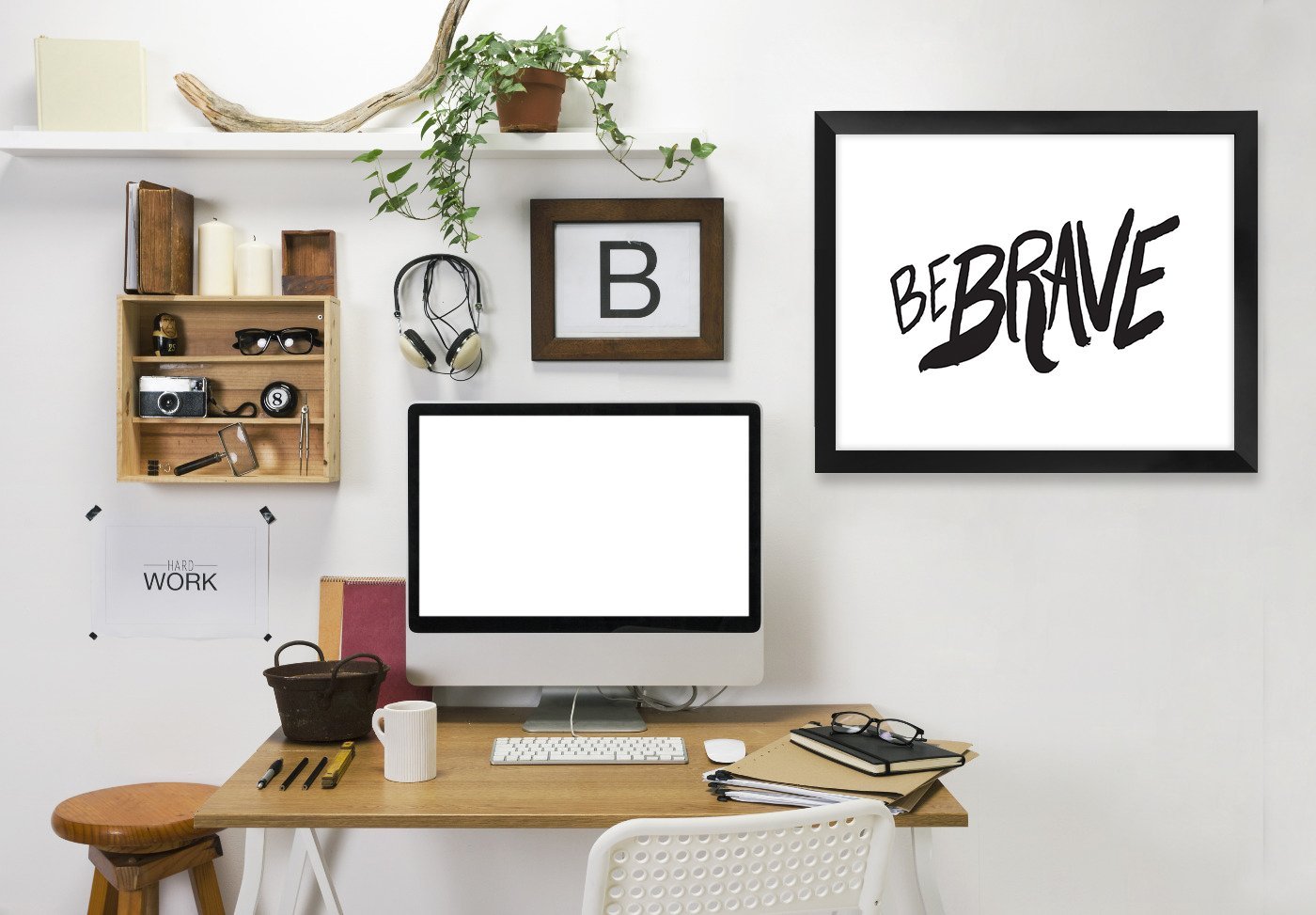 Be Brave Lettering by Leah Flores Framed Print - Americanflat