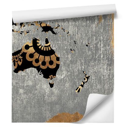 Peel & Stick Wall Mural - Gold World Map By PI Creative Art