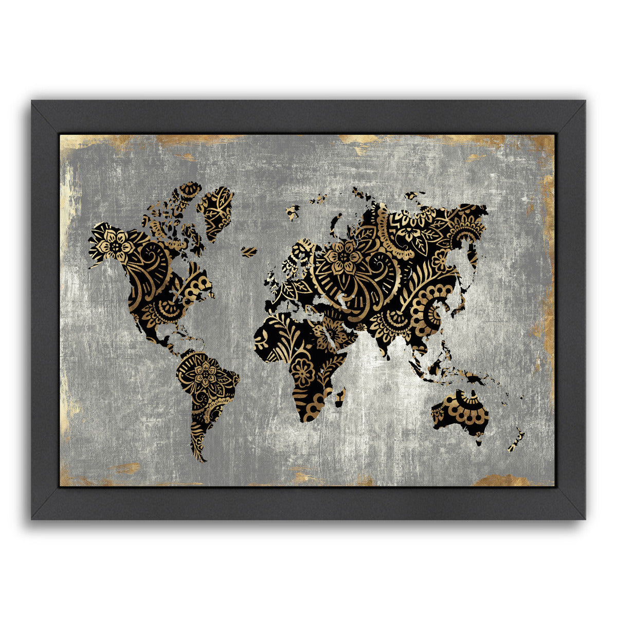 Gold World Map by PI Creative Art Framed Print - Americanflat