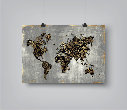 Gold World Map by PI Creative Art - Art Print - Americanflat