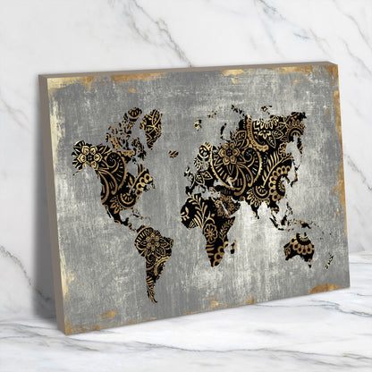 Gold World Map by PI Creative Art - Wrapped Canvas - Americanflat