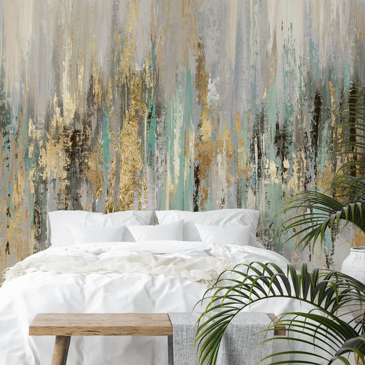Peel & Stick Wall Mural - Dripping Gold I By PI Creative Art
