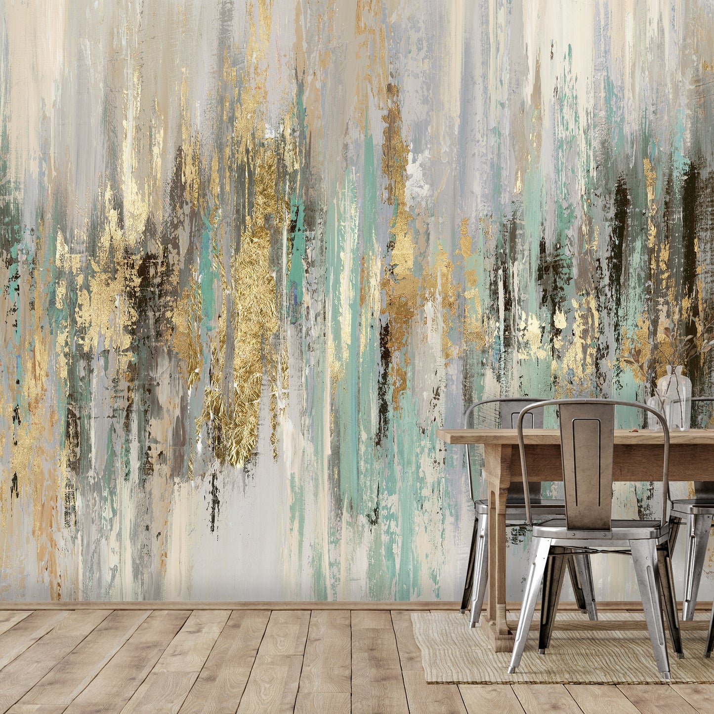 Peel & Stick Wall Mural - Dripping Gold I By PI Creative Art