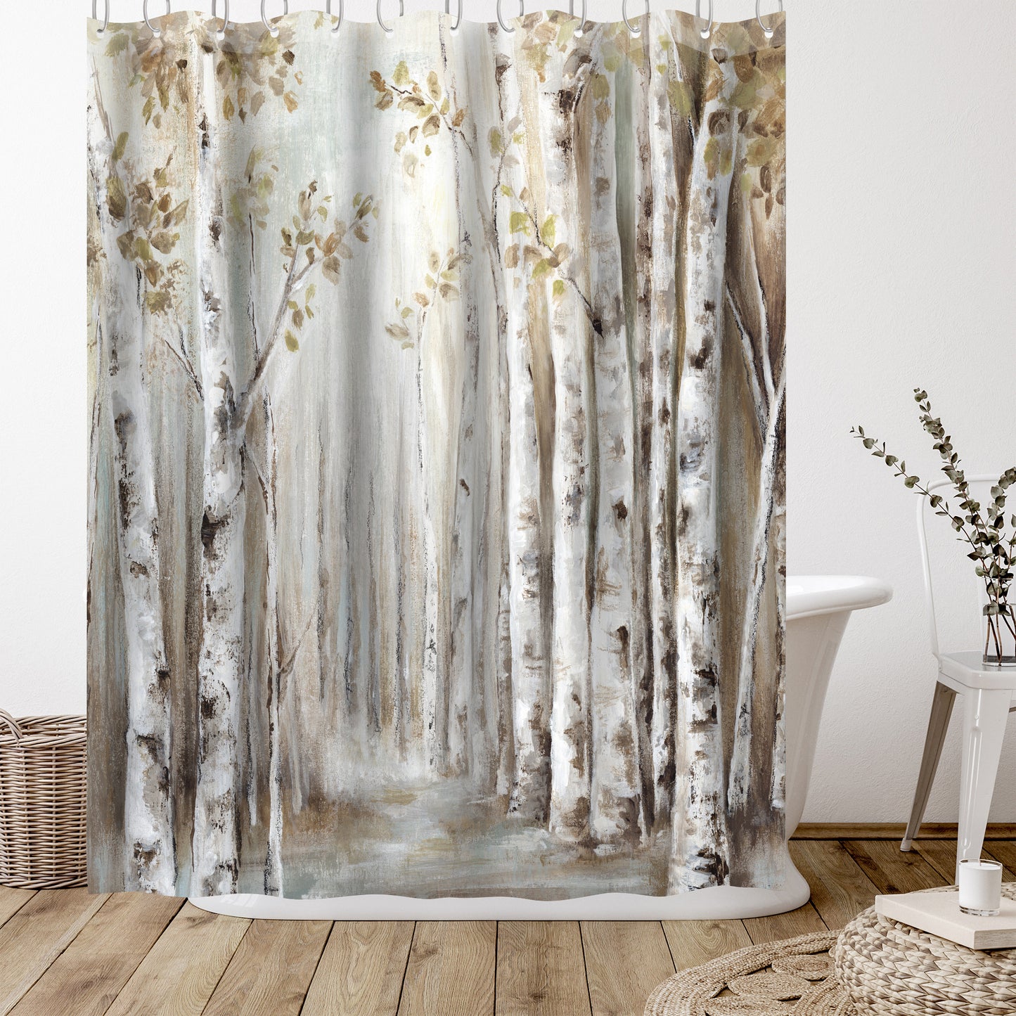 Sunset Birch Forest Iii by Pi Creative Art - Shower Curtain