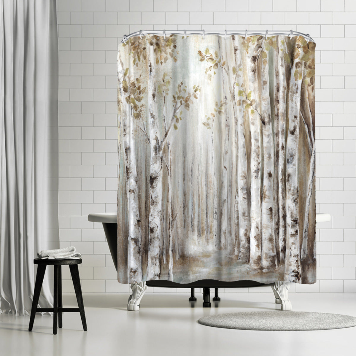 Sunset Birch Forest Iii by Pi Creative Art - Shower Curtain, Shower Curtain, 74" X 71"