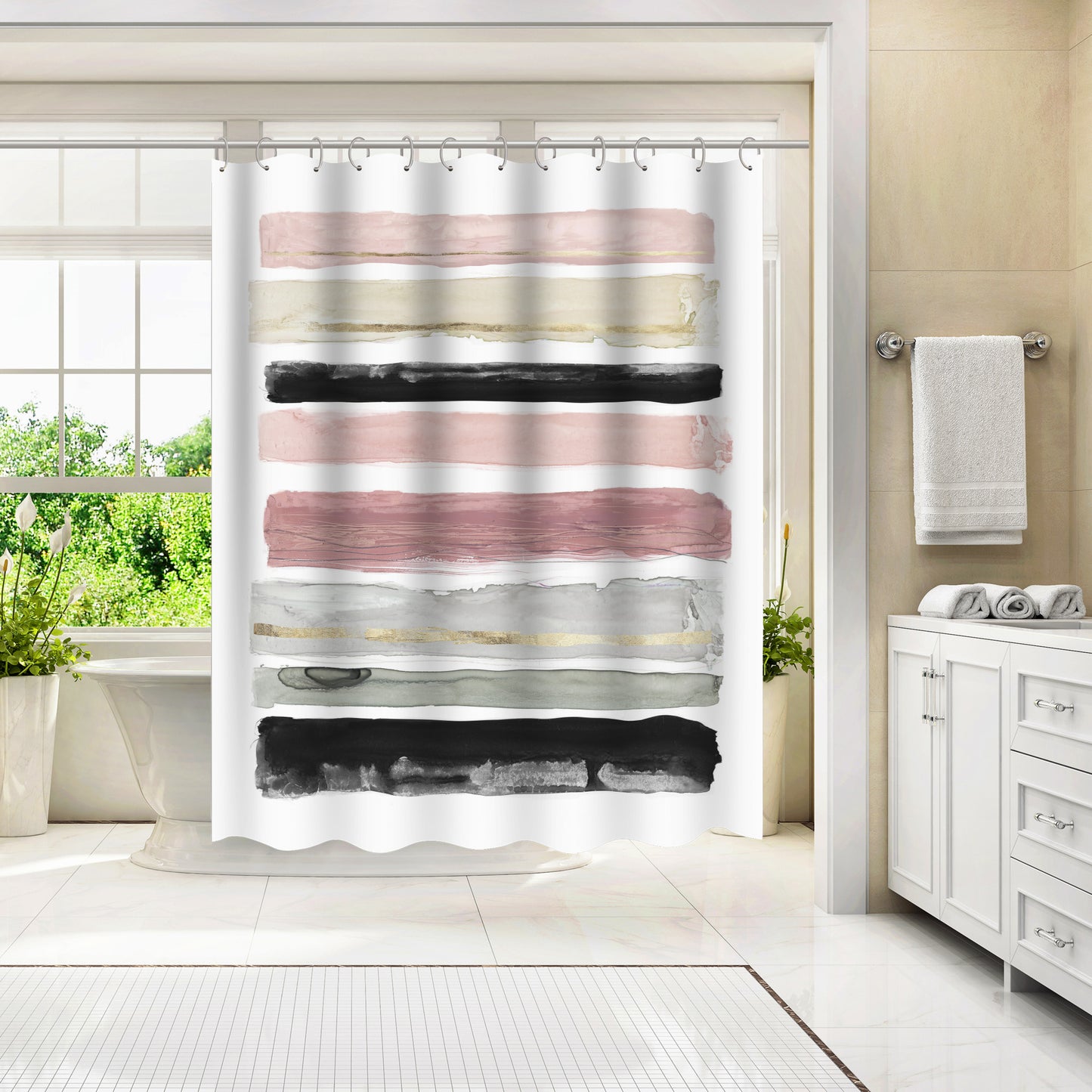 Rothko'S Stripes I by PI Creative Art - Shower Curtain