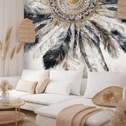 Peel & Stick Wall Mural - Necklace of Feathers I By PI Creative Art