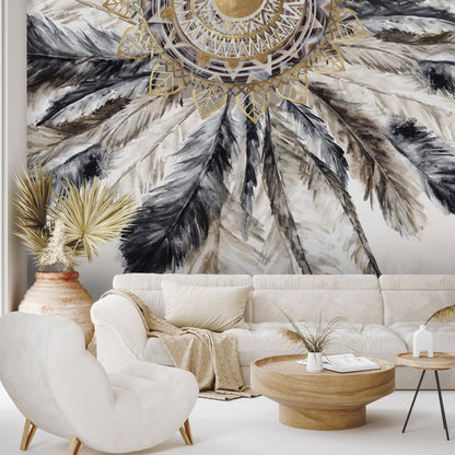 Peel & Stick Wall Mural - Necklace of Feathers I By PI Creative Art
