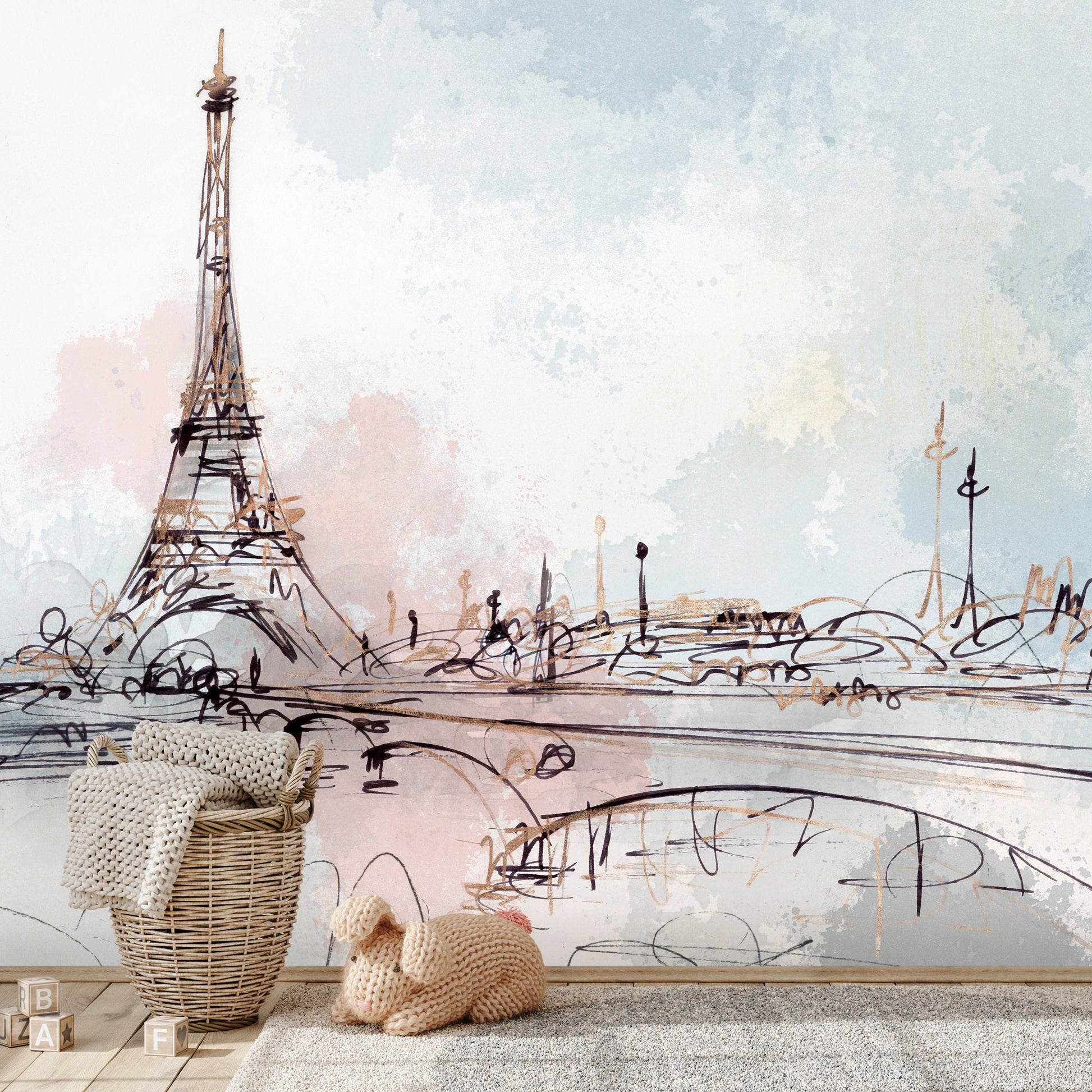 Peel & Stick Wall Mural - Blushing Paris By PI Creative Art