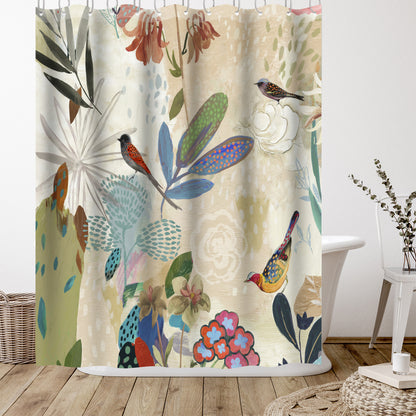 71" x 74" Abstract Shower Curtain with 12 Hooks, Where The Passion Flower Grows I by PI Creative Art