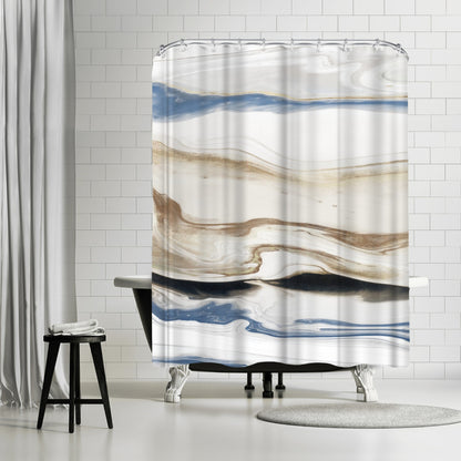 71" x 74" Abstract Shower Curtain with 12 Hooks, Synthesis Ii by PI Creative Art