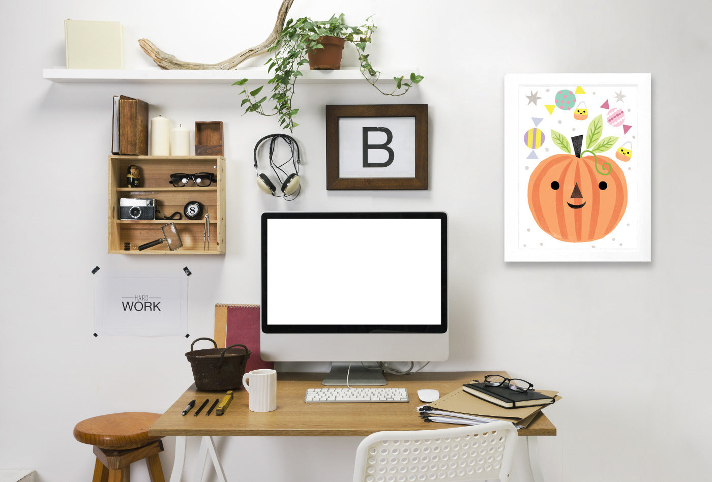 Jacko Lantern By Kathryn Selbert - White Framed Print - Wall Art - Americanflat