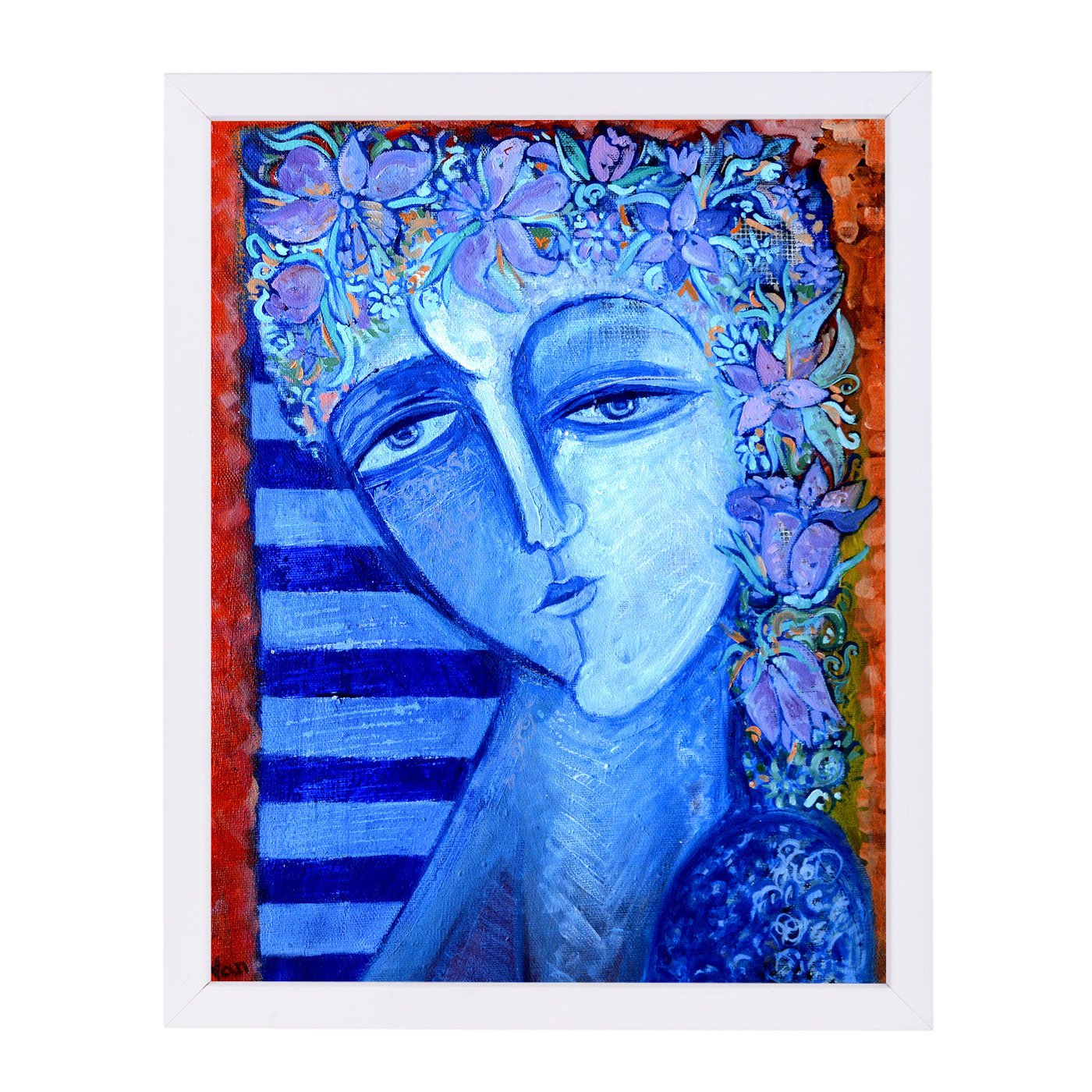 Girl With Flowers 2 By Van Hovak - Framed Print - Americanflat