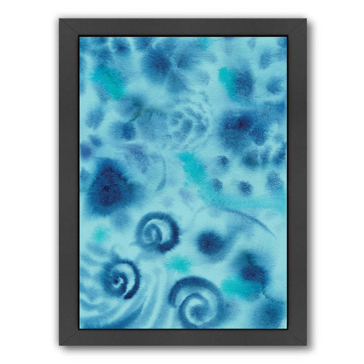 Flor Indigo Tye Dye Turq By Kristine Lombardi - Black Framed Print - Wall Art - Americanflat