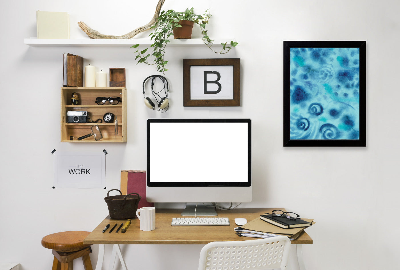 Flor Indigo Tye Dye Turq By Kristine Lombardi - Black Framed Print - Wall Art - Americanflat