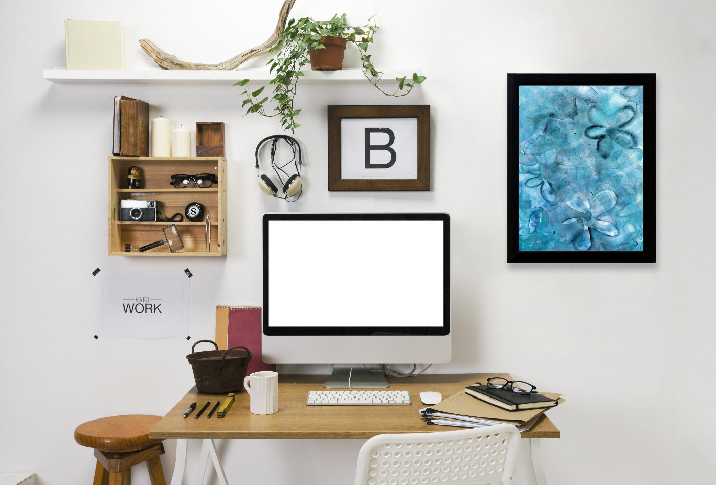 Flor Indigo Water Floral By Kristine Lombardi - Black Framed Print - Wall Art - Americanflat