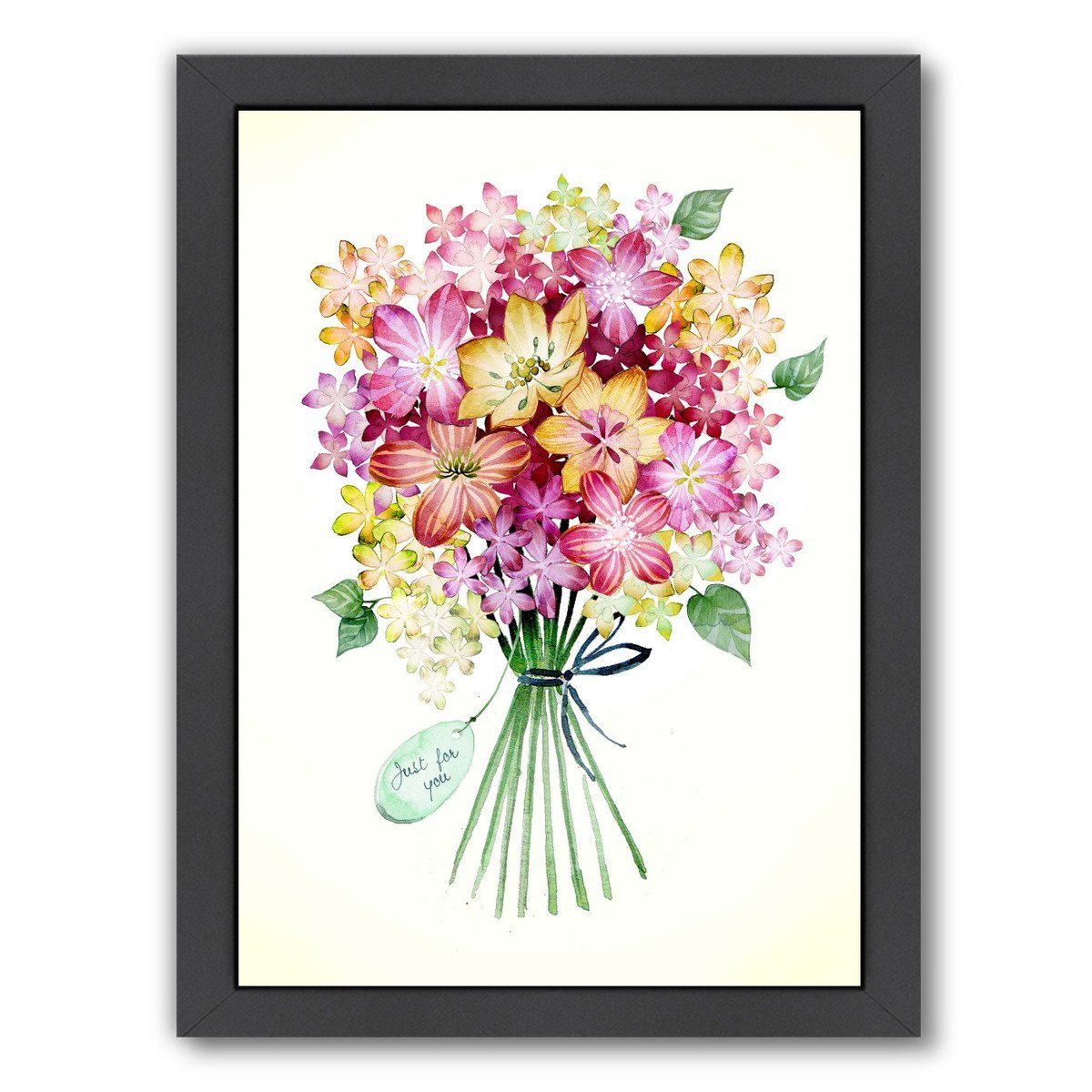 Bouquet Yellowpink Tag By Victoria Nelson - Black Framed Print - Wall Art - Americanflat