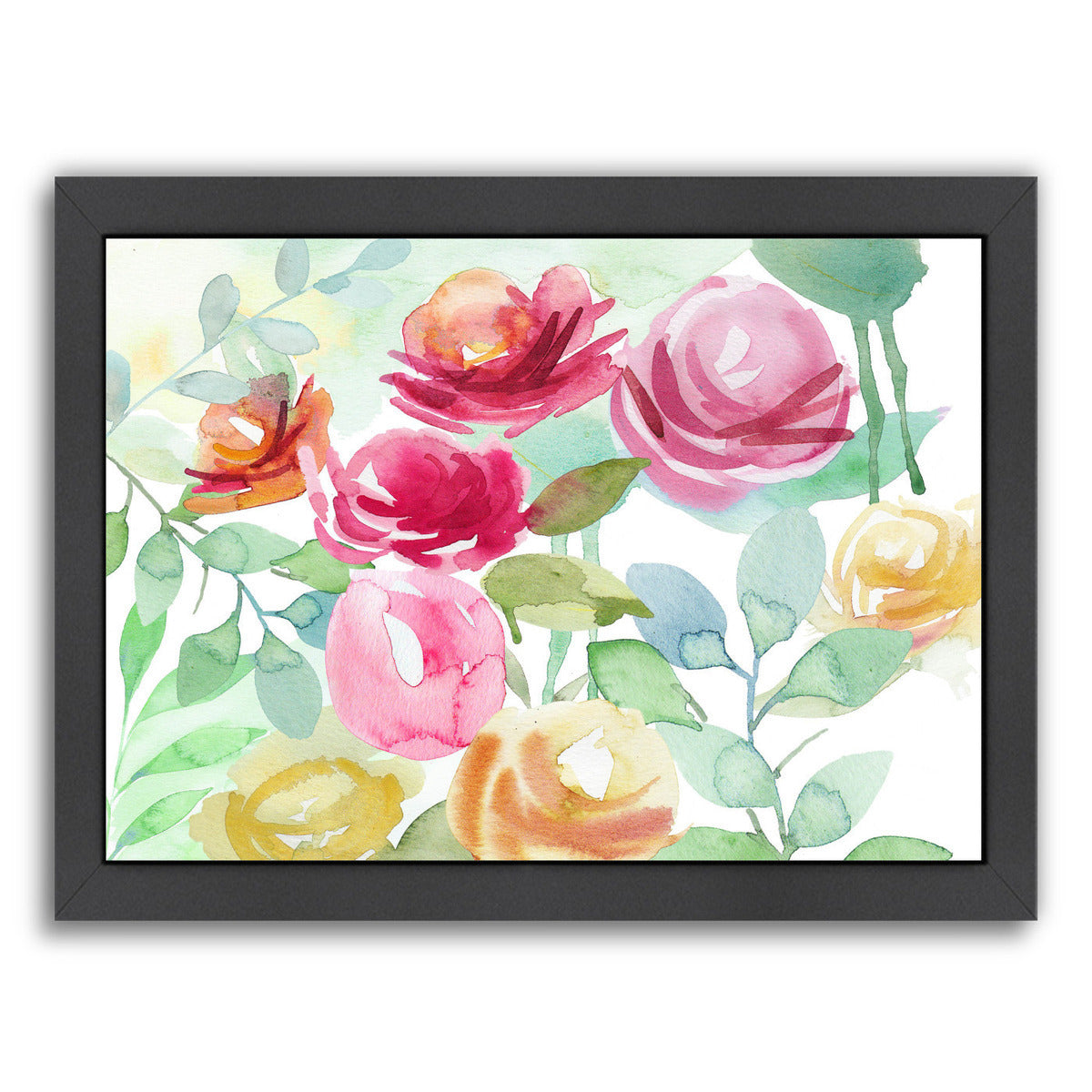 Floral Watercolor By Victoria Nelson - Black Framed Print - Wall Art - Americanflat