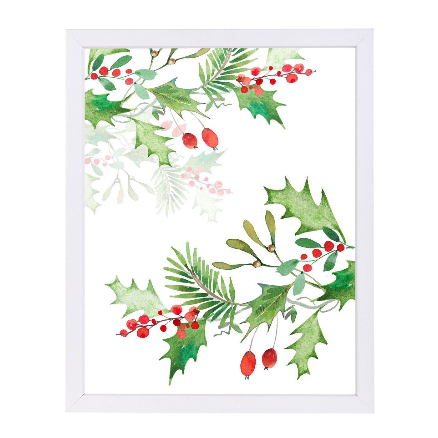Christmas Berries By Victoria Nelson - White Framed Print - Wall Art - Americanflat