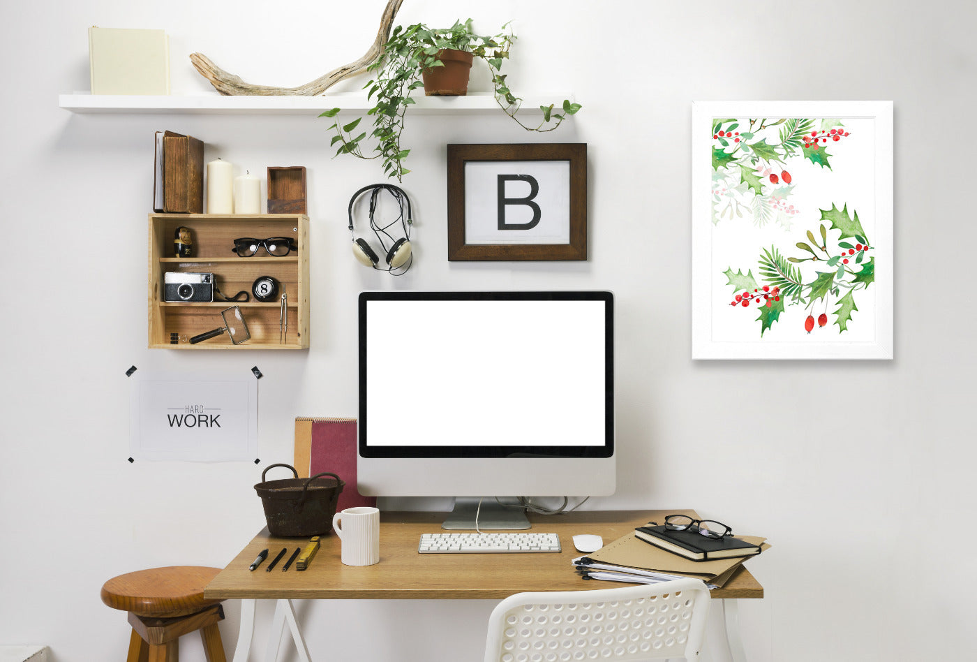 Christmas Berries By Victoria Nelson - White Framed Print - Wall Art - Americanflat