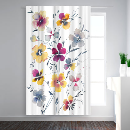 Blackout Curtain Single Panel - Pansies Watercolor Floral by Victoria Nelson - Blackout Curtains - Americanflat