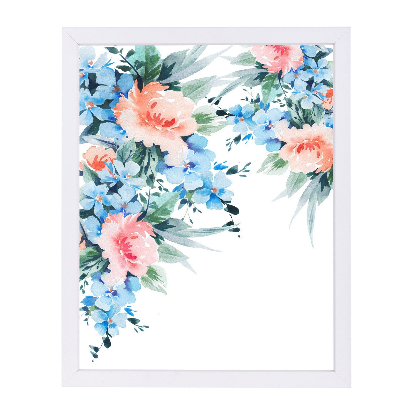 Blue Orange Blossom Bouquet Watercolor By Victoria Nelson - White Framed Print - Wall Art - Americanflat