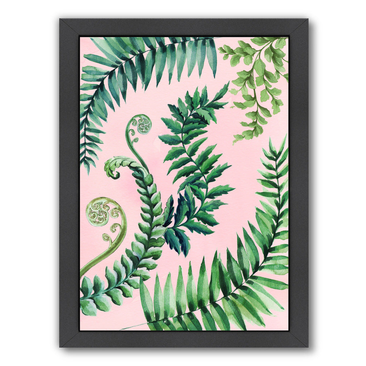 Leafy Fern Green By Victoria Nelson - Black Framed Print - Wall Art - Americanflat