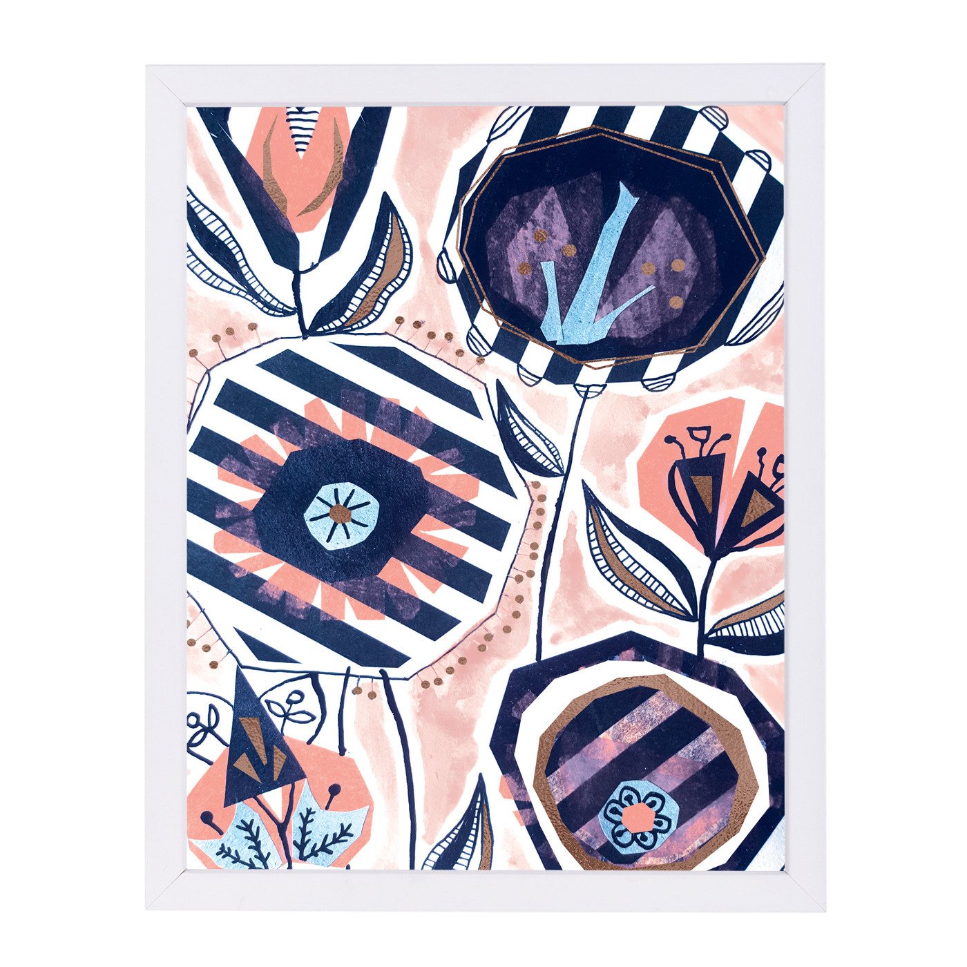 Paper Cut Flowers By Rebecca Prinn - White Framed Print - Americanflat