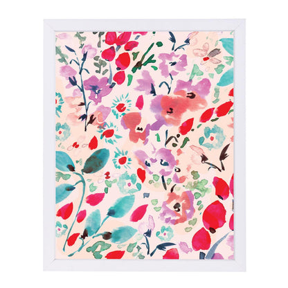 Sherbet Flowers By Rebecca Prinn - White Framed Print - Framed Print - Americanflat