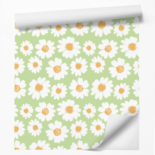 18' L x 24" W Peel & Stick Wallpaper Roll - Daisy by Frankie Van Mourik - Wallpaper - Americanflat