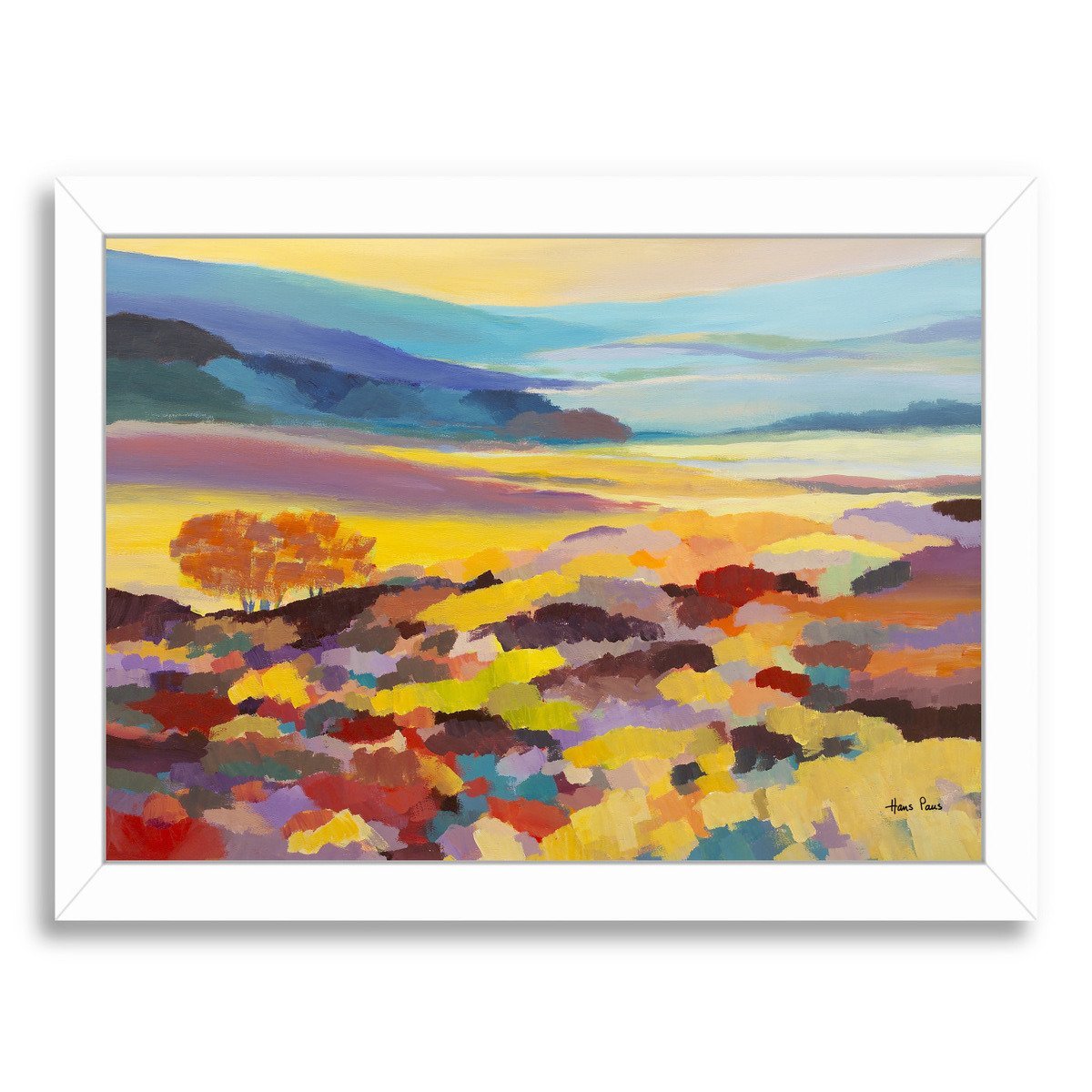 Abstract Landscape 9 By Hans Paus - White Framed Print - Wall Art - Americanflat